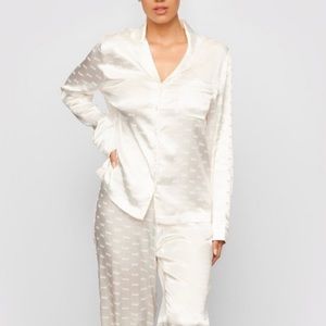 Skims Jacquard Collection Pajama Top Medium Marble White